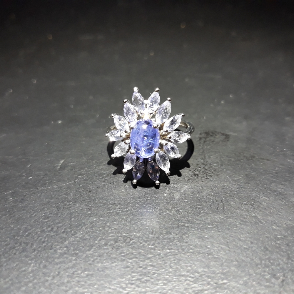 Natural Tanzanite Sunburst Ring K10